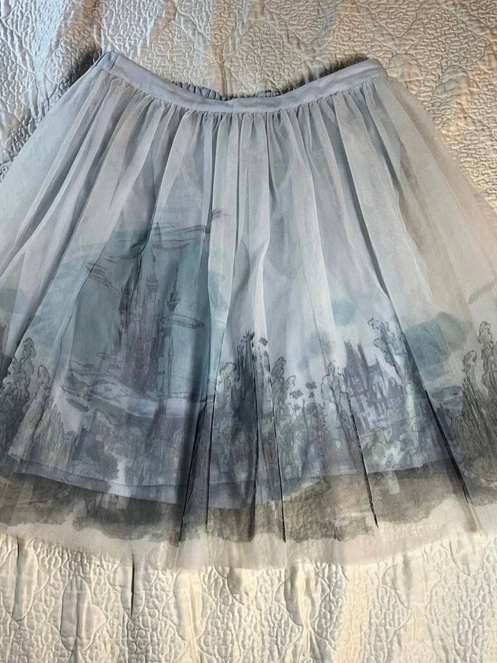Disney Lauren Conrad Cinderella Castle  Blue & White Printed Tulle Skirt Size La